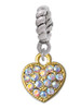Small Gold Tone Heart with Clear AB Crystals Rope Charm Bead Dangle