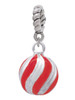3-D Red and Striped Ornament Rope Charm Bead Dangle