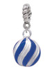 3-D Blue and Striped Ornament Rope Charm Bead Dangle