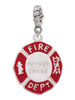 Always Loved Fire Department Shield Rope Charm Bead Dangle