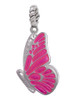 Large Translucent Hot Pink Flying Butterfly Rope Charm Bead Dangle