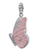 Large Translucent Pink Flying Butterfly Rope Charm Bead Dangle