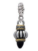 Two Tone Drop with Black Crystal Rope Charm Bead Dangle