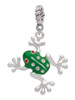 Green Frog with Crystals Rope Charm Bead Dangle