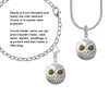 Large Round Owl with Green Crystal Eyes Rope Charm Bead Dangle