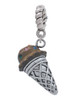 3-D Resin Chocolate Ice Cream Cone with Crystals Rope Charm Bead Dangle