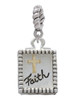 Shadow Box ''Faith'' with Gold Tone Cross Rope Charm Bead Dangle