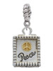 Shadow Box ''Peace'' with Gold Tone Peace Sign Rope Charm Bead Dangle