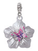 Pink & Purple Butterfly on Large Flower Rope Charm Bead Dangle