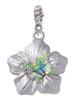 Lime Green & Hot Blue Butterfly on Large Flower Rope Charm Bead Dangle