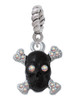 Small Black Resin Skull with AB Crystals Rope Charm Bead Dangle