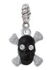 Small Black Resin Skull with Clear Crystals Rope Charm Bead Dangle