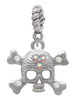 Skull with 3 AB Crystals Rope Charm Bead Dangle