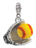Extra Large Softball and Glove Rope Charm Bead Dangle