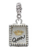 Shadow Box ''Queen'' with Gold Tone Crown Rope Charm Bead Dangle