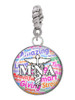 Domed Multi Color MNA Rope Charm Bead Dangle
