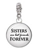 Domed Sisters are Best Friends Forever Rope Charm Bead Dangle