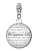 Domed Philippians 4:13 Rope Charm Bead Dangle
