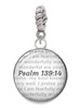 Domed Psalm 139:14 Rope Charm Bead Dangle