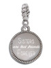 Stainless Steel Disc Sisters are Best Friends Forever Rope Charm Bead Dangle