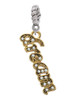 Gold Tone Script ''Dream'' with Clear Crystals Rope Charm Bead Dangle