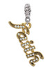 Gold Tone Script ''Faith'' with Clear Crystals Rope Charm Bead Dangle