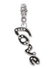 Script ''Love'' with Clear Crystals Rope Charm Bead Dangle