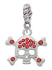 Skull and Crossbones with Red Crystals Rope Charm Bead Dangle