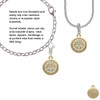 Gold Tone Disc with Crystal Peace Sign Rope Charm Bead Dangle