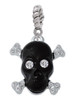 Large Black Resin Skull with Clear Crystals Rope Charm Bead Dangle