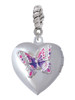 Pink & Purple Butterfly Locket Rope Charm Bead Dangle