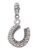 Beaded Clear AB Crystal Horseshoe with Good Luck Rope Charm Bead Dangle