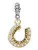 Beaded Clear Crystal Gold Tone Horseshoe with Good Luck Rope Charm Bead Dangle