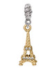 Gold Tone Crystal Eiffel Tower Rope Charm Bead Dangle