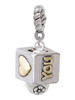 Two Tone Love You Square Spinner Rope Charm Bead Dangle