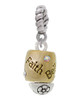 Two Tone Love Hope Faith Believe Spinner Rope Charm Bead Dangle