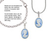 Small Blue Oval Cameo Rope Charm Bead Dangle