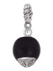 12mm Black Roller Glass Spinner Rope Charm Bead Dangle