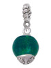 12mm Teal Roller Spinner with Silver Tone Lining Glass Spinner Rope Charm Bead Dangle