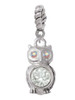 3-D Clear AB Crystal Owl Rope Charm Bead Dangle