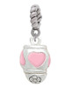 Pink Heart Spinner Rope Charm Bead Dangle
