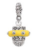 Crystal Yellow Spinner Rope Charm Bead Dangle