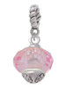 Pink Faceted Glass Spinner Rope Charm Bead Dangle