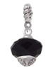 Black Faceted Glass Spinner Rope Charm Bead Dangle
