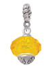 Yellow Faceted Glass Gold Tone Spinner Rope Charm Bead Dangle