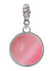 Round - Imitation Cat's Eye - Pink - Rope Charm Bead Dangle