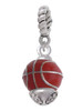 3-D Enamel Basketball Spinner Rope Charm Bead Dangle
