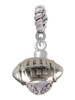 Silver Tone Football Spinner Rope Charm Bead Dangle