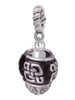 Chinese Pattern on Black - Gold Tone Spinners Rope Charm Bead Dangle