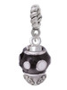 White Dots on Black Spinners Rope Charm Bead Dangle